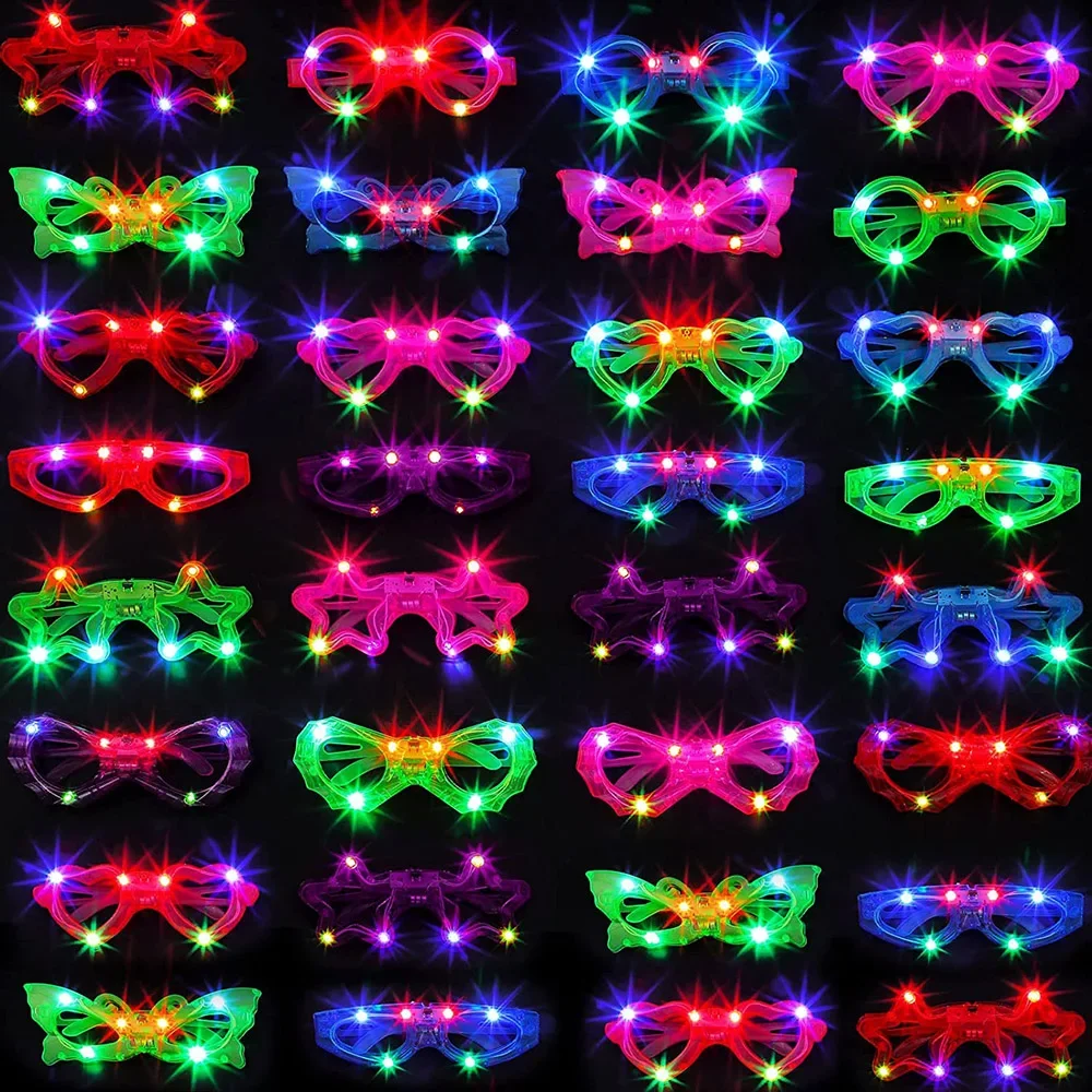 Glow In The Dark Party Glasses - Occhiali LED Neon Luminosi al Buio,
