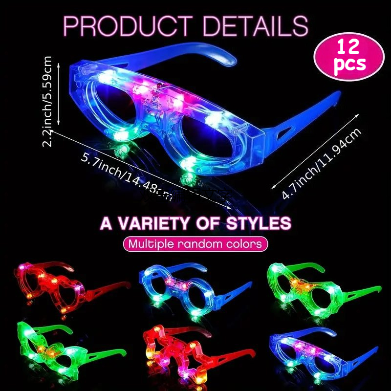 12 paia di occhiali luminosi a - Glow In The Dark Party Glasses recensione e prezzo